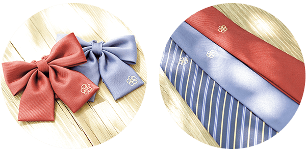 清秀中学校高等部の制服:リボン、ネクタイ